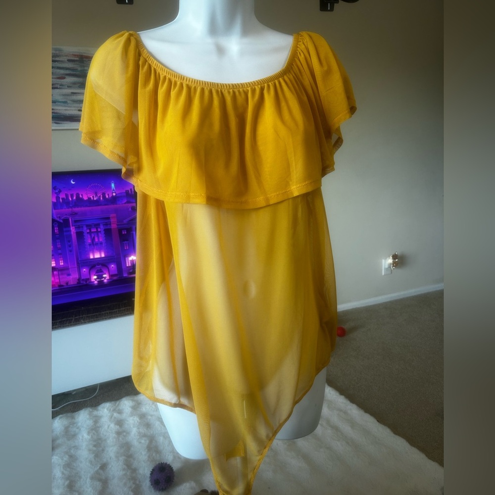 Bundle 2/$6 Yellow Sheer Off-Shoulder Blouse
